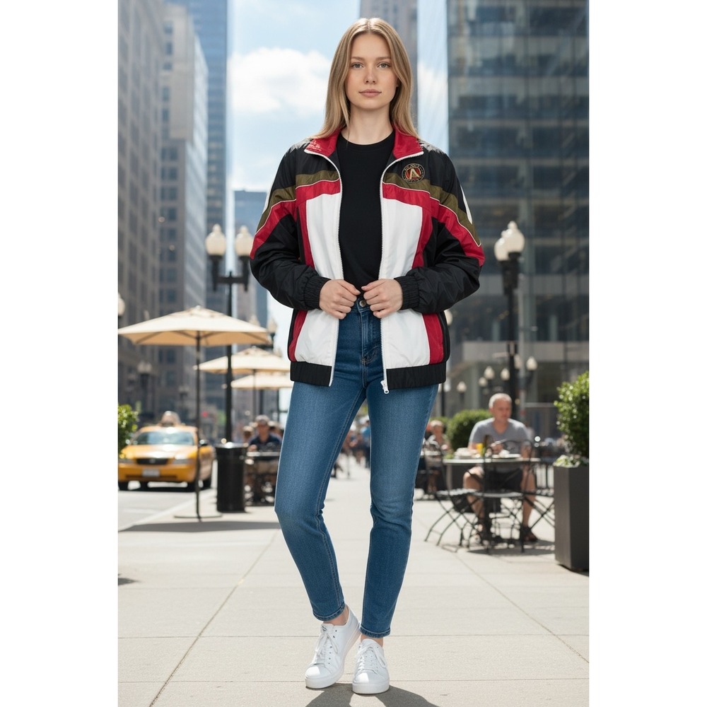 1042 Atlanta United FC The Wild Collective Funnel Neck Track Jacket Black Red S